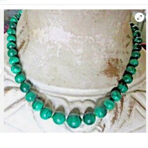 ALEXANDRA'S ACCENTS Artisan Malachite 19" Necklace Green Graduated Beads 16-7mm